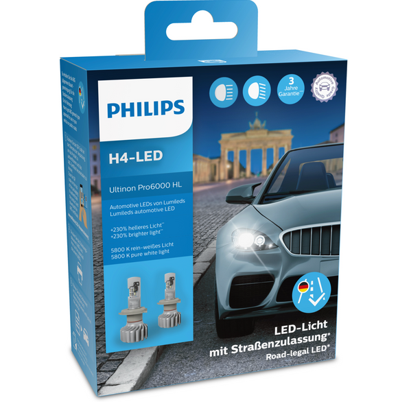 H4 LED Philips Ultinon PRO6000 road legal