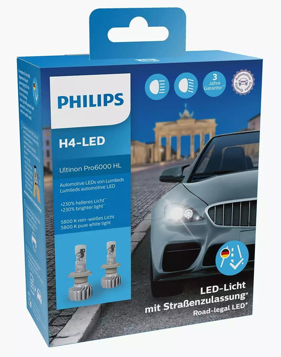 H4 LED Philips PRO6000 Strassenzulassung 230% mehr Licht